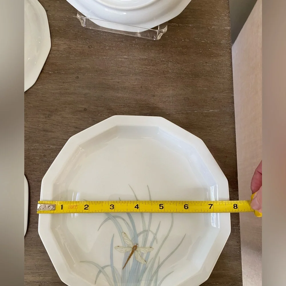 Set of 5 Rosenthal Studio Milos Gold Dragonfly Salad Dessert Plates 7 5/8”